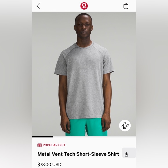 Lululemon Men’s Metal Vent Tech Short Sleeve Shirt M (Slate/White) Worn - Picture 3 of 4